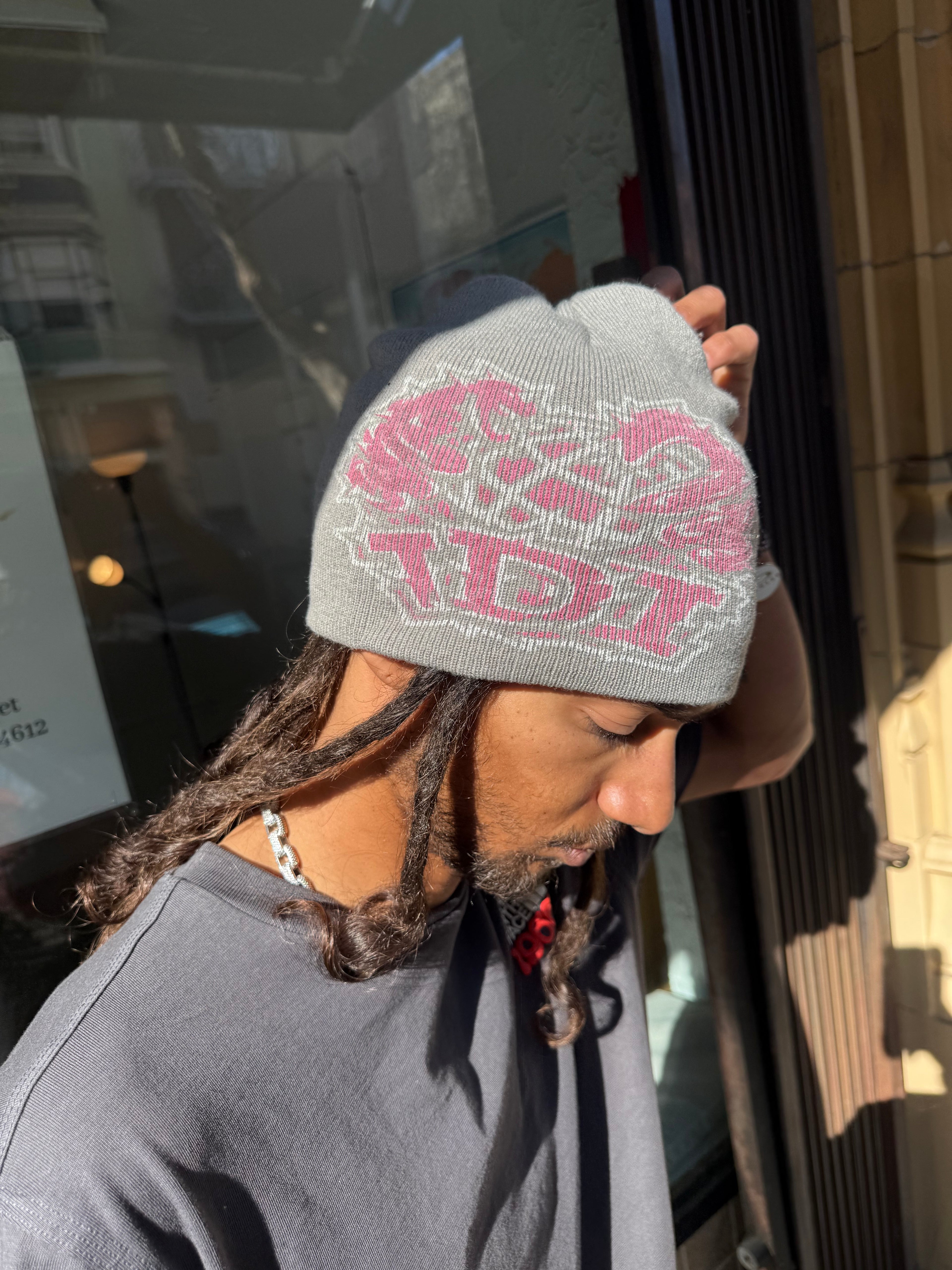 Grey/Pink Beanie SP26